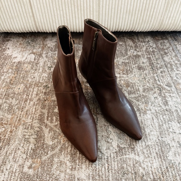 Talbots Shoes - Talbots Kait Brown Mahogany Leather Kitten heel Boots Size 8.5